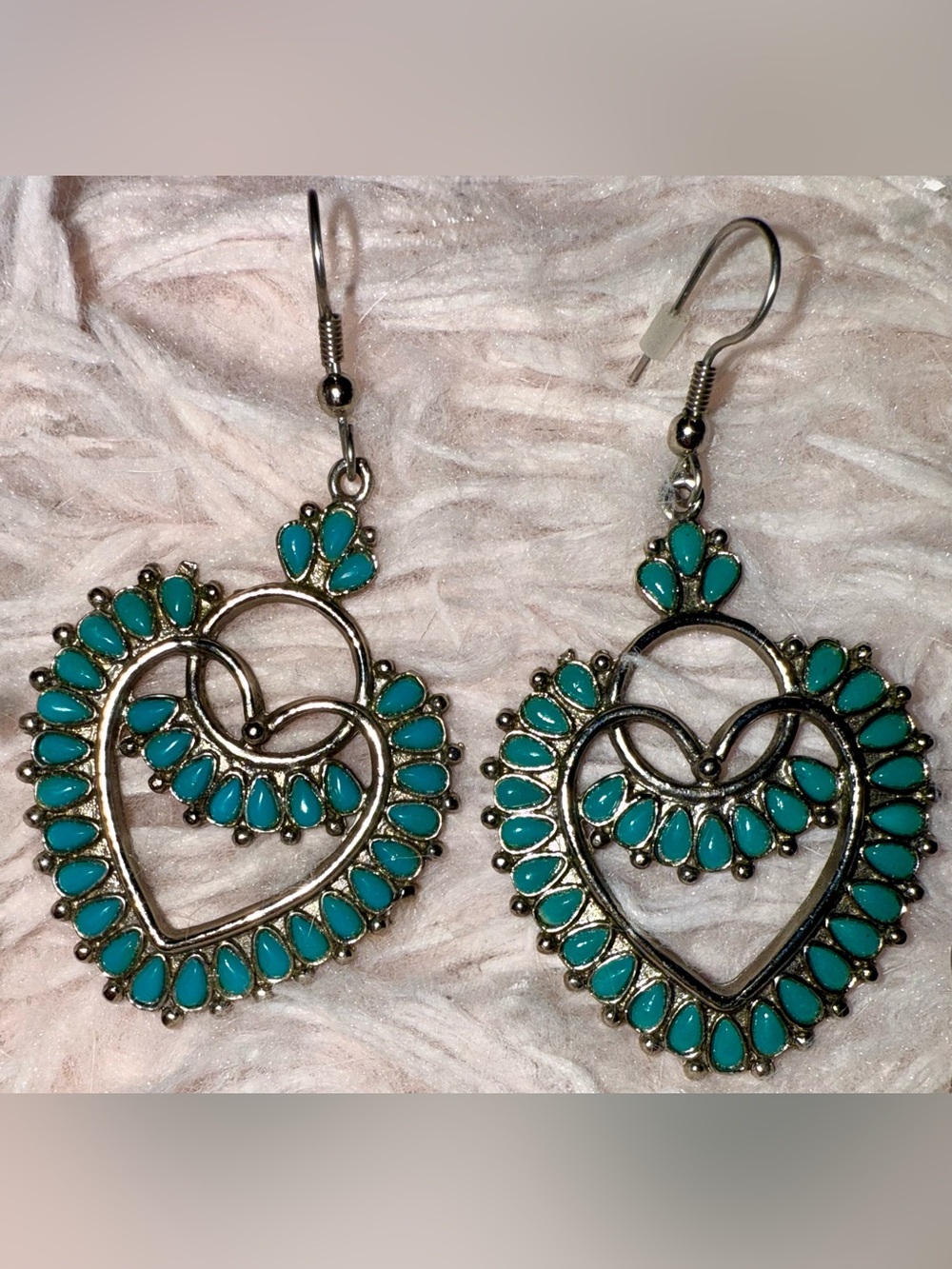 Vintage Faux Turquoise Earrings
Heart Needlepoint Statement
Dangles Sancrest R